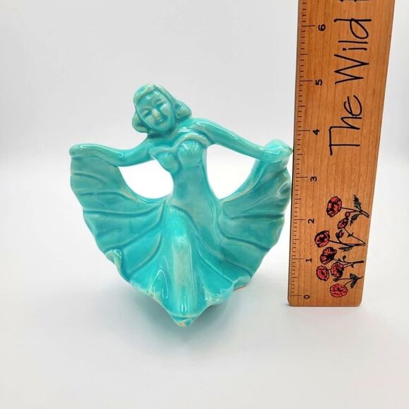Vintage Monrovia Walker California Pottery Dancing Lady Aqua Blue Figurine - Picture 10 of 14